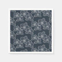 Linear Orchid | Chic Botanical Floral Dark Navy