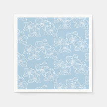 Linear Orchid | Chic Botanical Floral Sky Blue