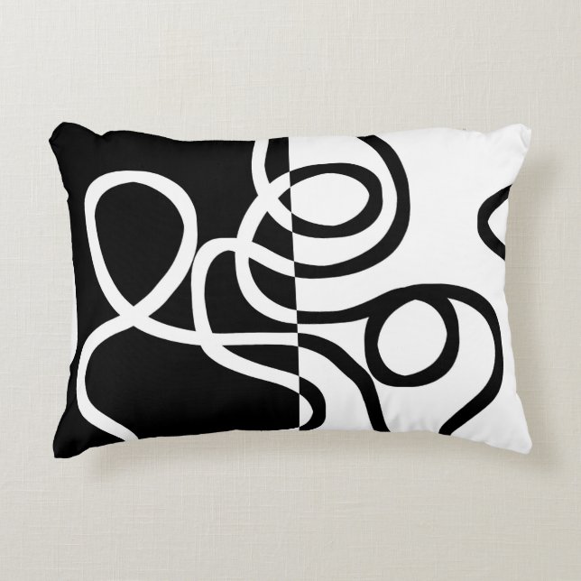 Linear Persuasion I: Abstract Black & White Accent Pillow (Front)