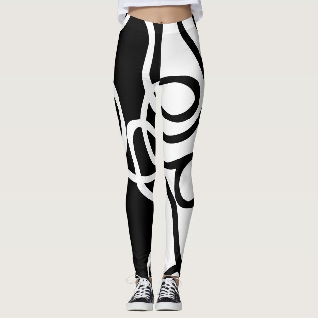 Linear Persuasion I: Abstract Black & White Leggings (Front)