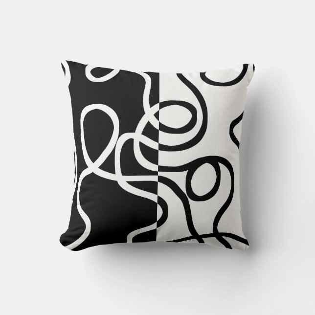 Linear Persuasion I: Abstract Black & White Throw Pillow (Front)