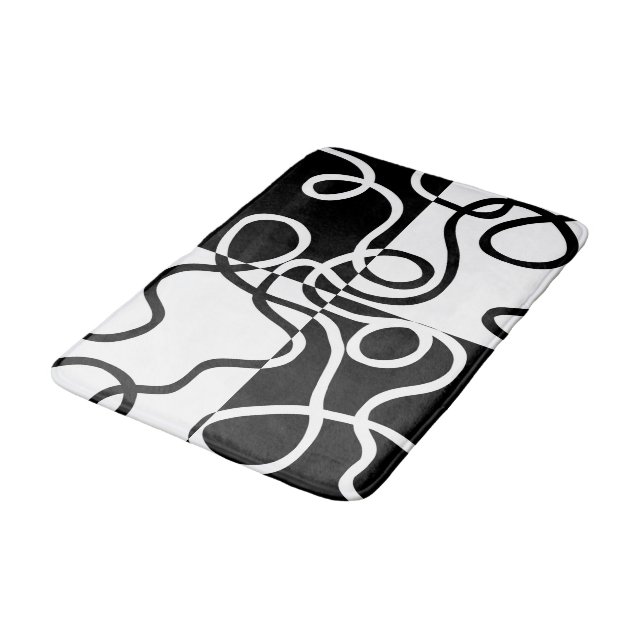Linear Persuasion II: Abstract Black & White Bath Mat (Angled)
