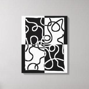 Linear Persuasion II: Abstract Black & White Canvas Print