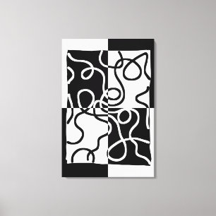 Linear Persuasion II: Abstract Black & White Canvas Print
