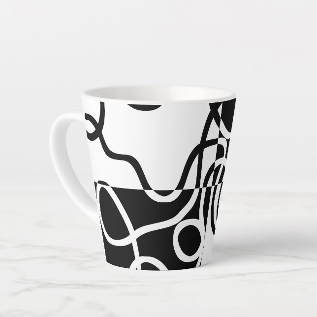 Linear Persuasion II: Abstract Black & White Latte Mug (Left Angle)