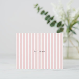 Linear Pink And White Stripes Happy Birthday Card
