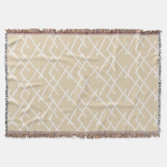 Linear Weave Sand & Ivory Throw Blanket (Front)