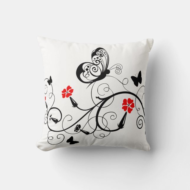Lineart Butterflies American MoJo Throw Pillow (Front)