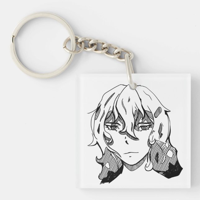 Lineart girl keychain (Front)
