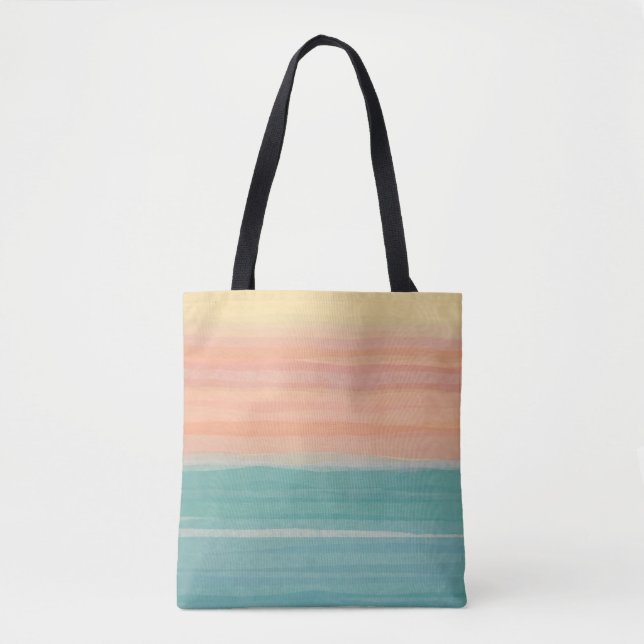 Lined art sunrise design tote bag (Front)