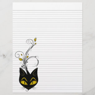 Lined Binder Paper 8.5"x11" Black Cat Solid Black