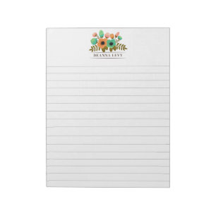 Lined Floral Bouquet Personalized Business Notepad