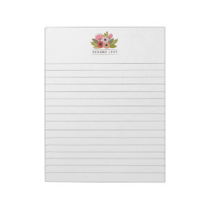 Lined Floral Bouquet Personalized Business Notepad