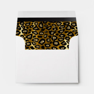 Lined Gold & Black Leopard Animal Print Envelopes