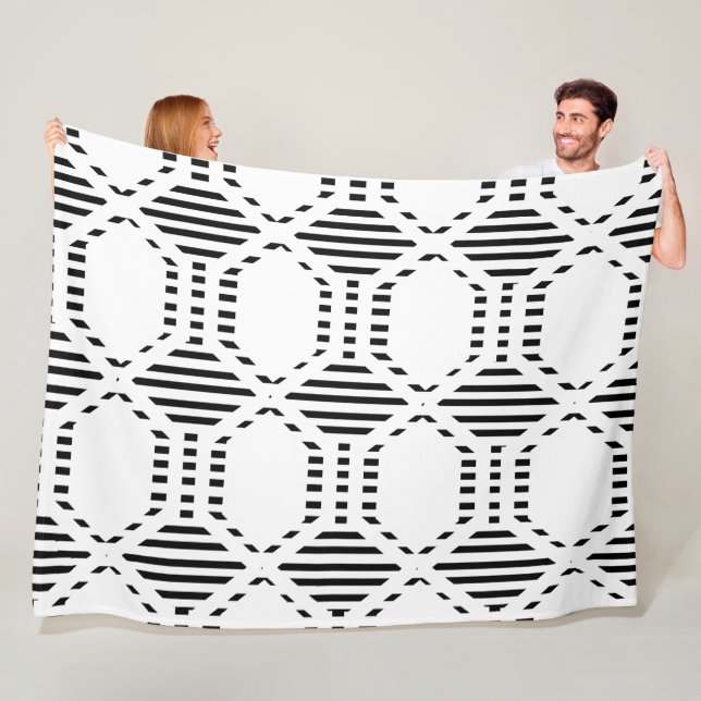 Lined Hexagons Fleece Blanket (In Situ)