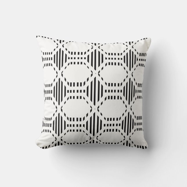 Lined Hexagons  Throw Pillow (Front)
