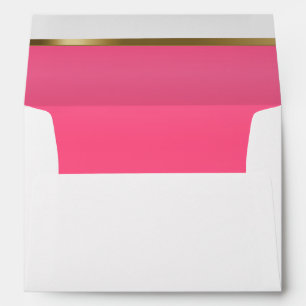 Lined Hot Pink and Gold Bar with Script text Envelope