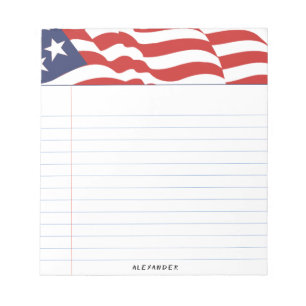 Lined Independence Day American Flag Graphic Notepad