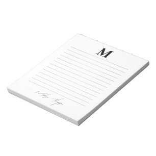 Lined Initial & Name Personal Signature Script Notepad