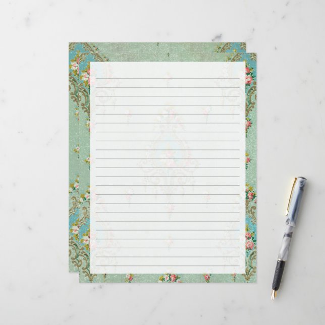 Lined Letter Writing Stationery Paper (Front/Back In Situ)