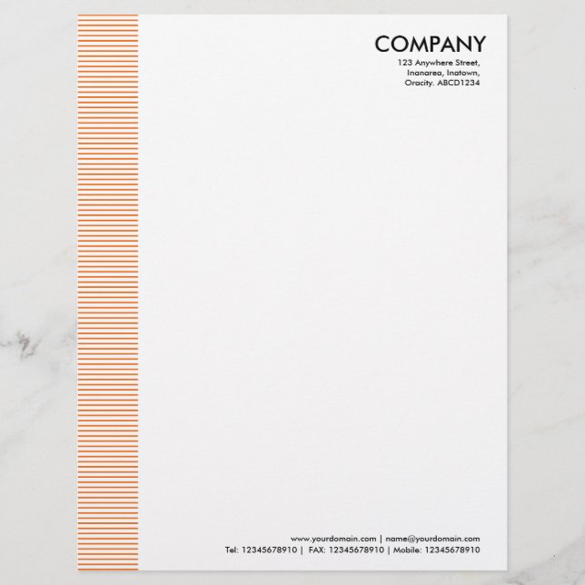 Lined Margin - Orange Letterhead (Front)
