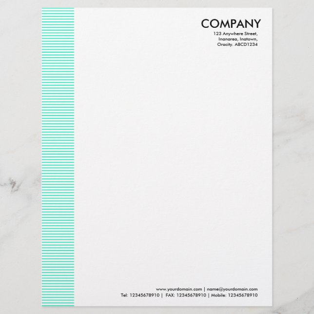 Lined Margin - Turquoise Letterhead (Front)