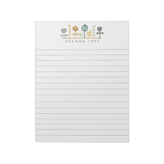 Lined Modern Art Personalized Business Notepad (Rotated)