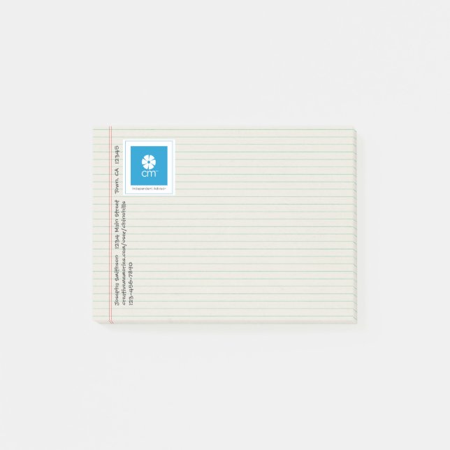 Lined Notebook Paper Creative Memories Post-it Notes (Front)
