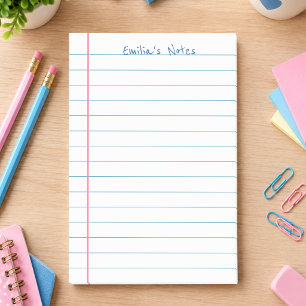 Lined Notebook Paper Customizable Handwritten Name Post-it Notes