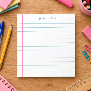 Lined Notebook Paper Handwritten Name Customizable Notepad