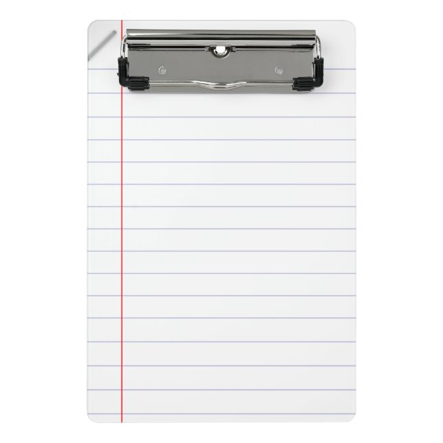 Lined Notebook Paper with Staple Mini Clipboard (Front)