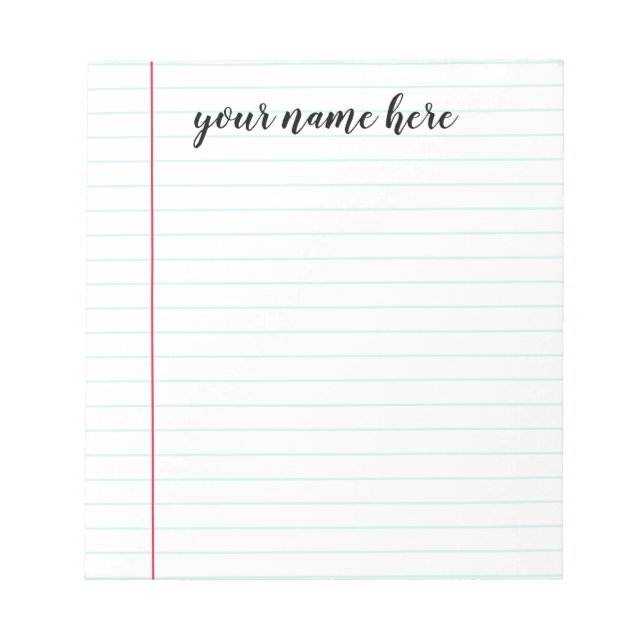 Lined Notepad Personalized (Front)