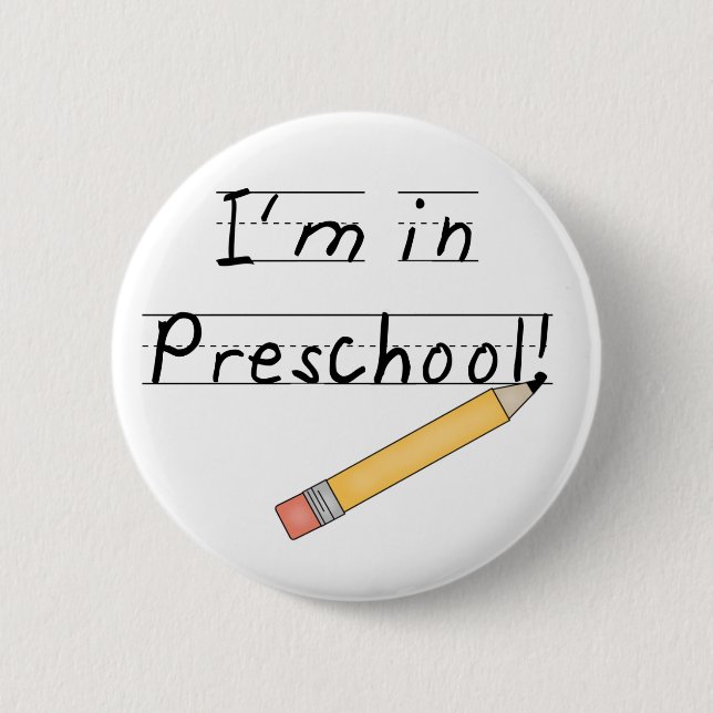 Lined Paper and Pencil Preschool 2 Inch Round Button (Front)