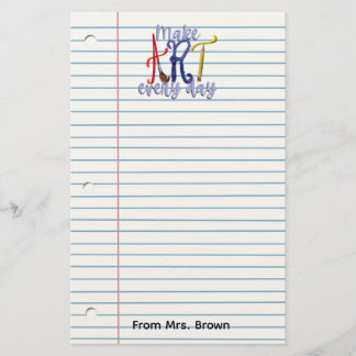 Lined paper Art teacher notepad