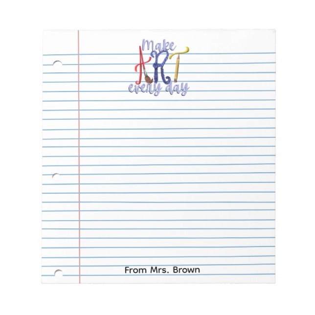 Lined paper Art teacher notepad (Front)
