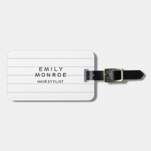 Lined Paper Plain Modern Minimalist Luggage Tag
