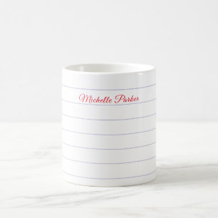 Lined Paper Professional Plain Minimalist Add Name Coffee Mug