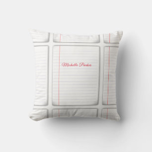 Lined Paper Professional Plain Minimalist Add Name Throw Pillow