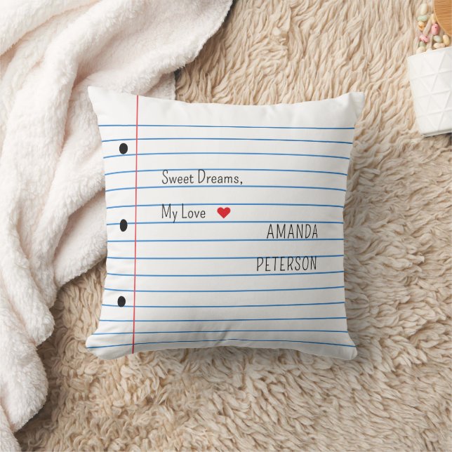 Lined Paper Sheet Custom Throw Pillow (Blanket)