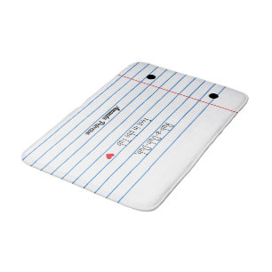 Lined Paper Sheet Funny Custom Bath Mat
