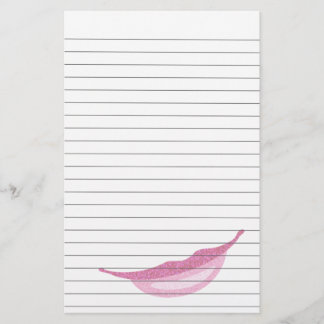 Lined Paper With Smile in Glittery Pink