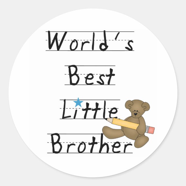 Lined Paper World's Best Little Brother Classic Round Sticker (Front)