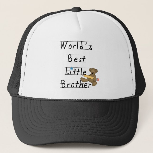 Lined Paper World's Best Little Brother Trucker Hat (Front)