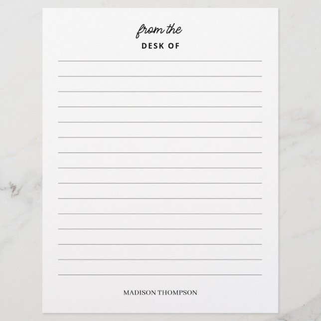 Lined Personalized Name Office Letterhead (Front)