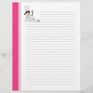 LIned Recipe Letter Pages with Chef Art