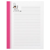 LIned Recipe Letter Pages with Chef Art