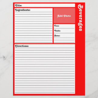 Lined Recipe Pages (Red)