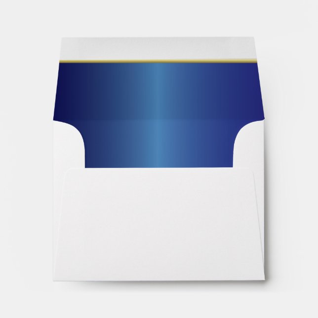 Lined Sapphire Blue with Gold Bar White Envelope (Back (Bottom))