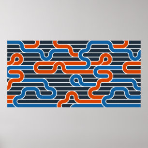 Lined seamless vintage pattern with twisted lines, poster