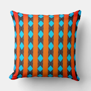 Lined Sky Blue Diamonds Throw Pillow